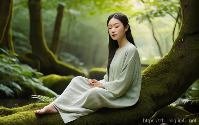 샤머니즘과 자연 숭배 - Prompt 1: The Seeker's Quiet Reflection in the Sacred Forest**
