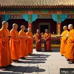 종교와 전쟁의 역사 - A vibrant, detailed scene of a diverse group of people participating in a multi-faith religious fest...